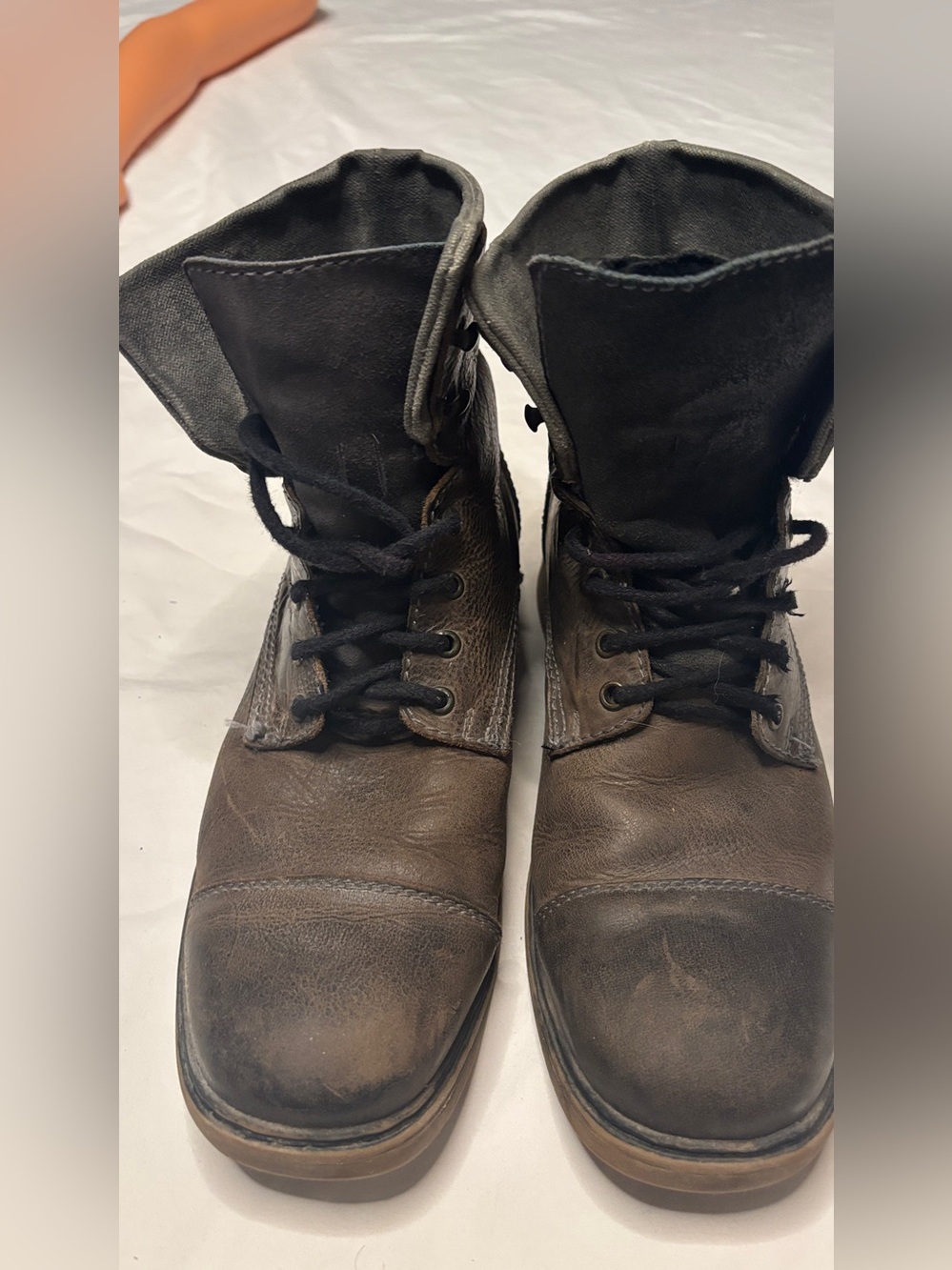 Bed Stu Men’s Leather Combat Boots Brown Distressed Lace Up Size 10 Made Mexico